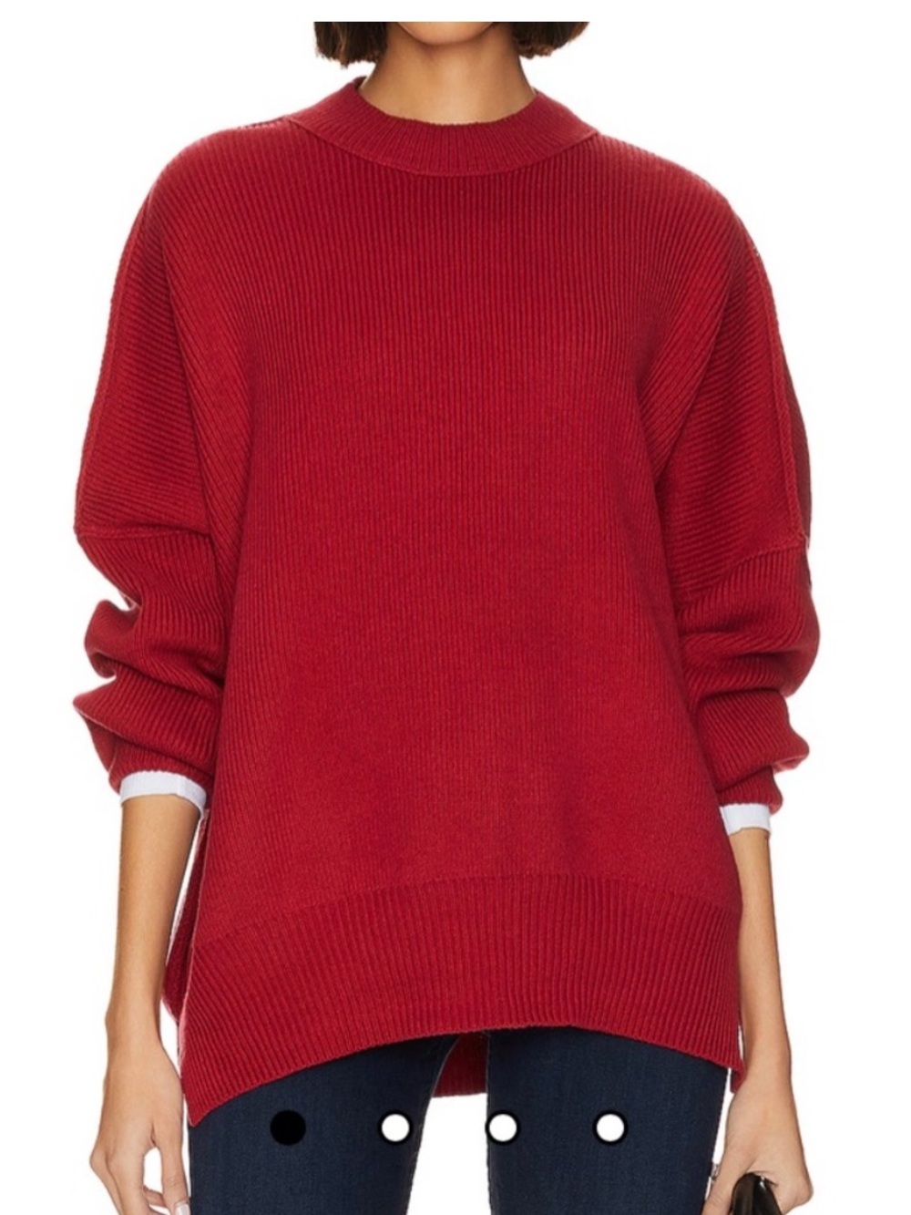 Free People Easy Street Tunic Sweater in Cherry Red Size Small